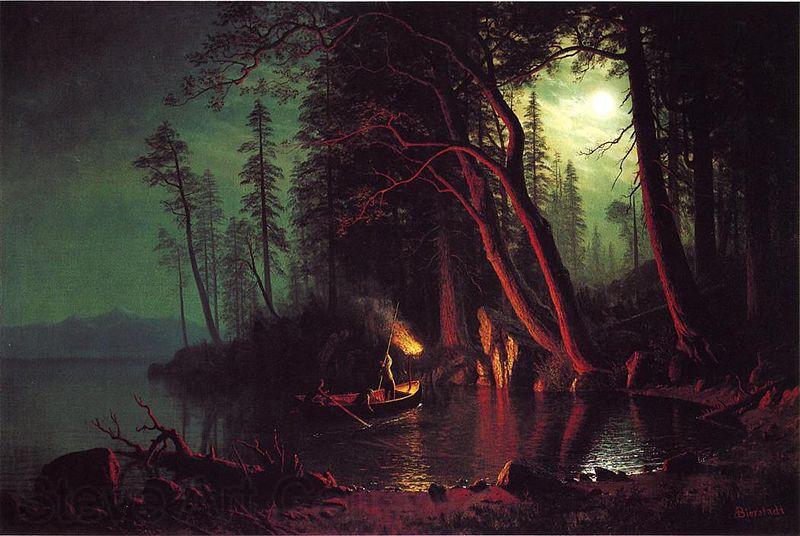 Albert Bierstadt Lake Tahoe, Spearing Fish by Torchlight